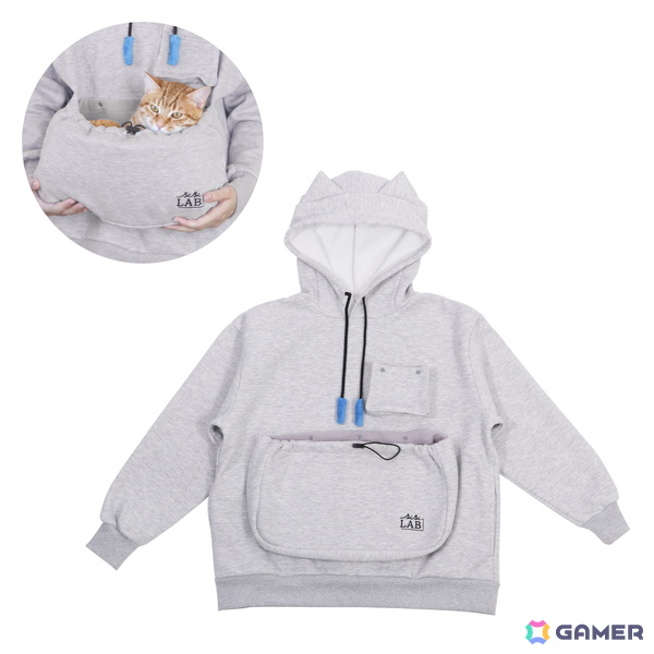 猫をお腹のポケットに入れてゲームができる「にゃんガルーパーカー3」発売！猫じゃらし紐＆撮影用スマホポケットを新搭載の画像5