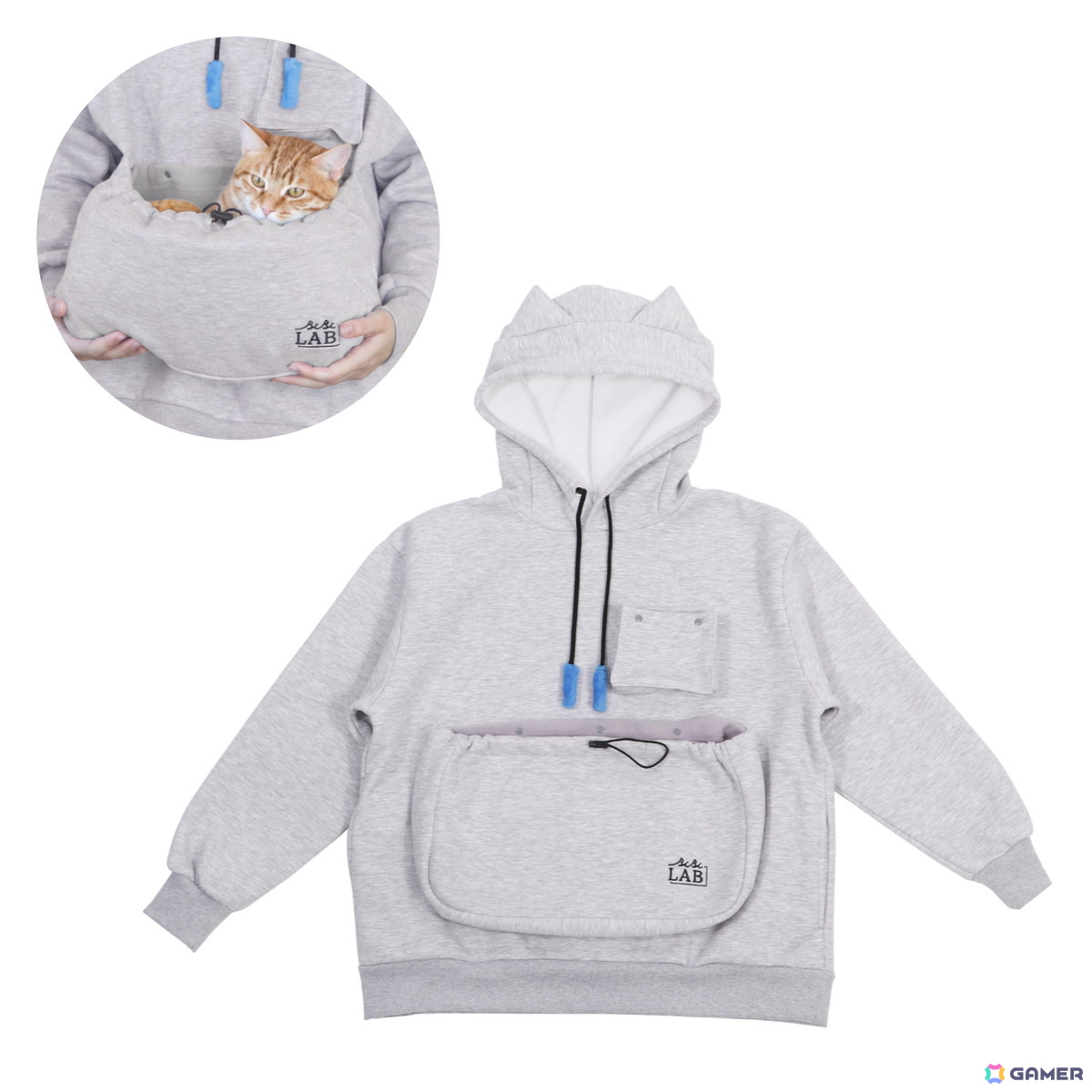 猫をお腹のポケットに入れてゲームができる「にゃんガルーパーカー3」発売！猫じゃらし紐＆撮影用スマホポケットを新搭載の画像5