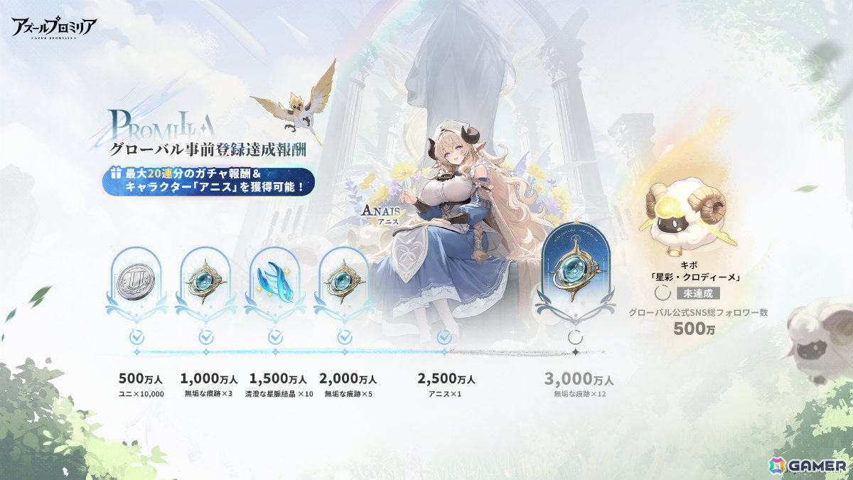 「アズールプロミリア」グローバル事前登録者数が2,500万人を突破!アニス(CV:薄井友里)が全ユーザーに配布決定の画像