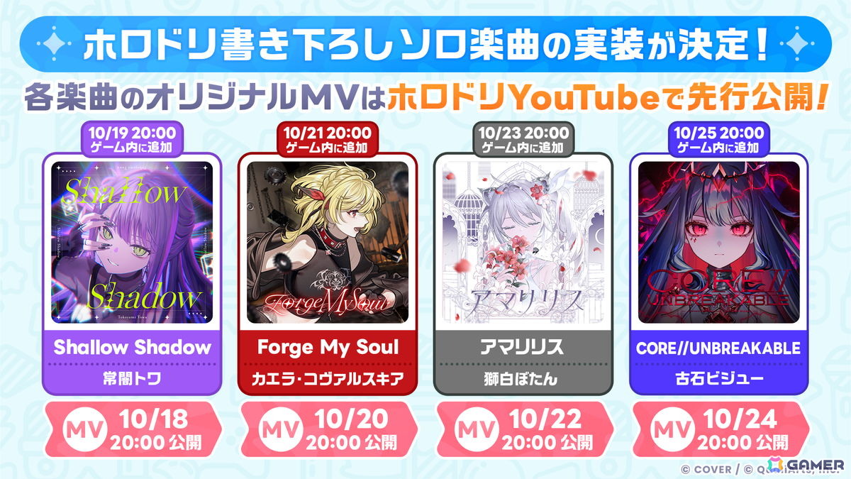 「ホロドリ」でイベント「あふれる光と、渚のドレスコード」が開催!常闇トワさん、カエラ・コヴァルスキアさん、獅白ぼたんさん、古石ビジューさんの4名が水着衣装で登場の画像