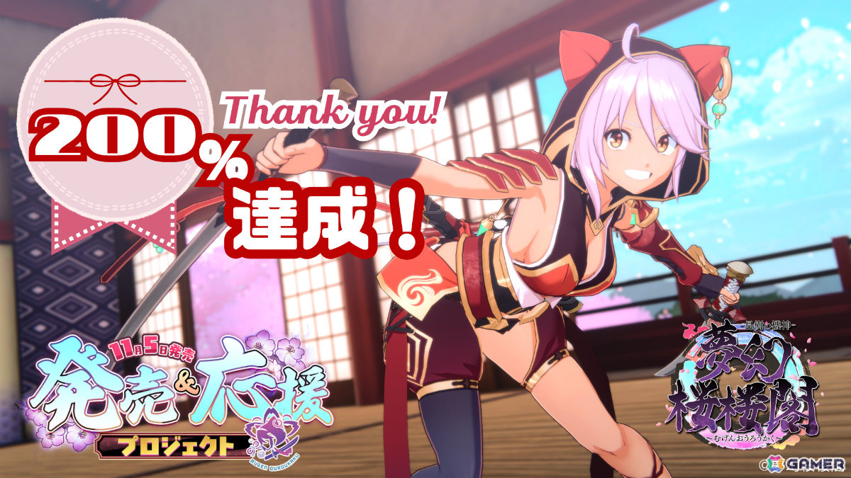 ローグライト3Dアクション「夢幻桜楼閣」クラファンの目標金額が200％を達成！SNSアイコンフレームが全員に配布の画像