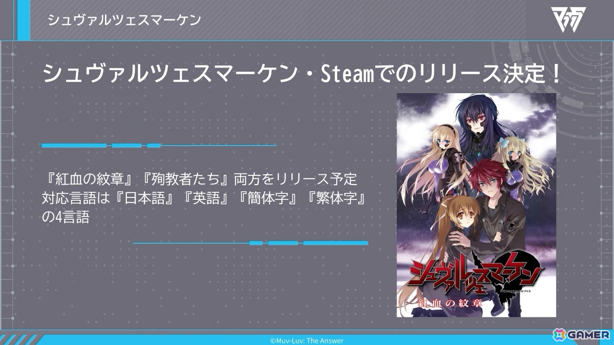 「マブラヴ オルタネイティヴ」のスピンオフとなるADV「シュヴァルツェスマーケン」Steam版が発表！の画像