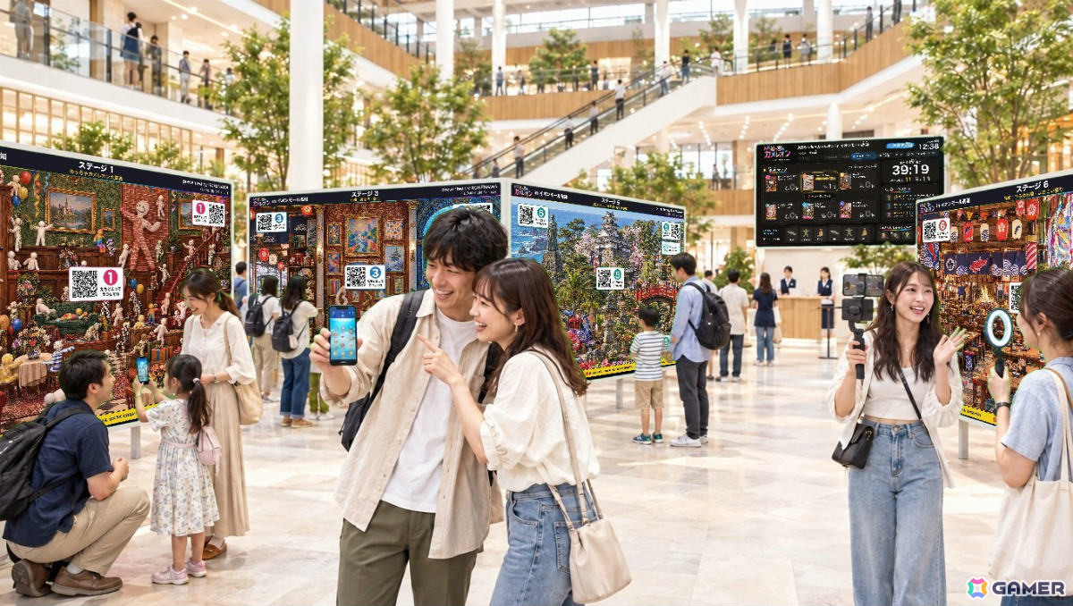 親子もカップルも、スマートフォンをかざして会場中でかくれんぼ