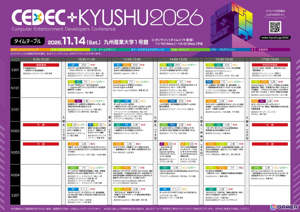 「CEDEC+KYUSHU 2026」全セッションの情報とタイムテーブルが公開!学生向けの特設コーナーやキッチンカーなどの情報もの画像