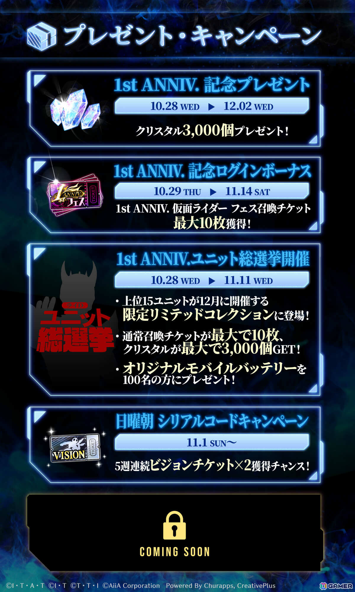 「仮面ライダー DEFENSE WARRIORS」最大550連無料の1周年キャンペーンが開催!「仮面ライダーギーツIX」も参戦の画像