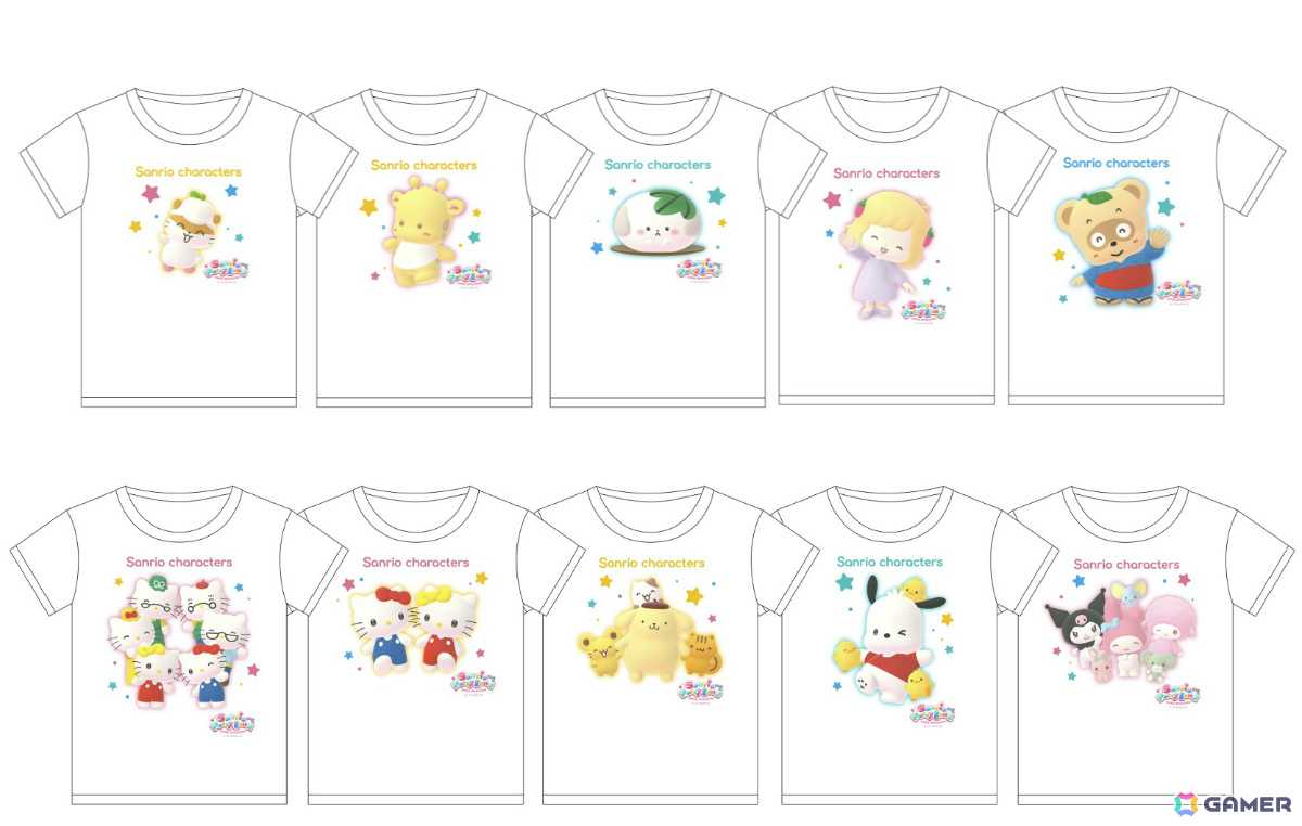 「サンリオ パーティランド」オリジナルTシャツのデザイン(一部)