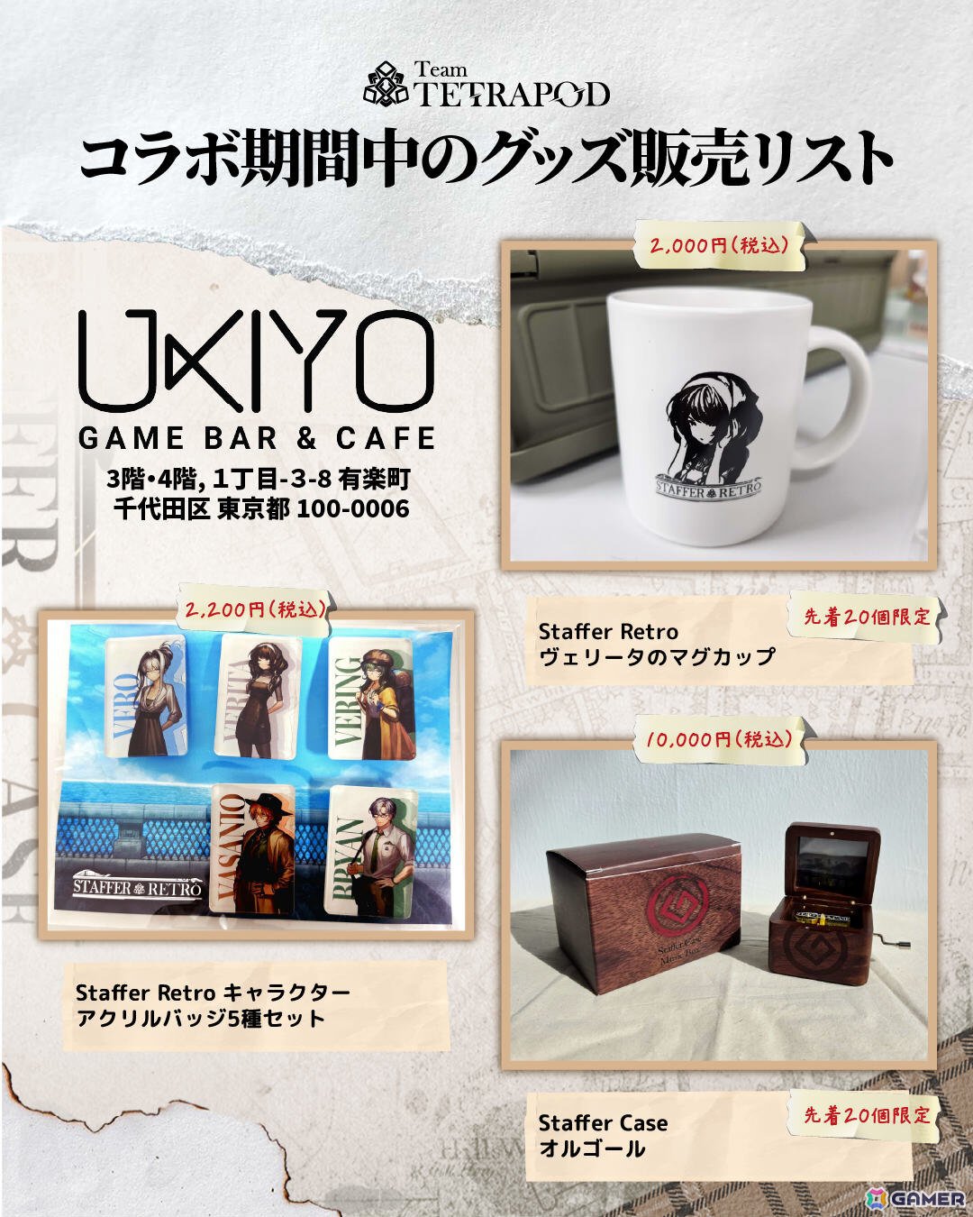 超能力推理ADV「STAFFER」シリーズとUKIYO GAME BARのコラボが開催！「Staffer Case」の物語が始まった日を記念してオリジナルカクテル2種が登場の画像